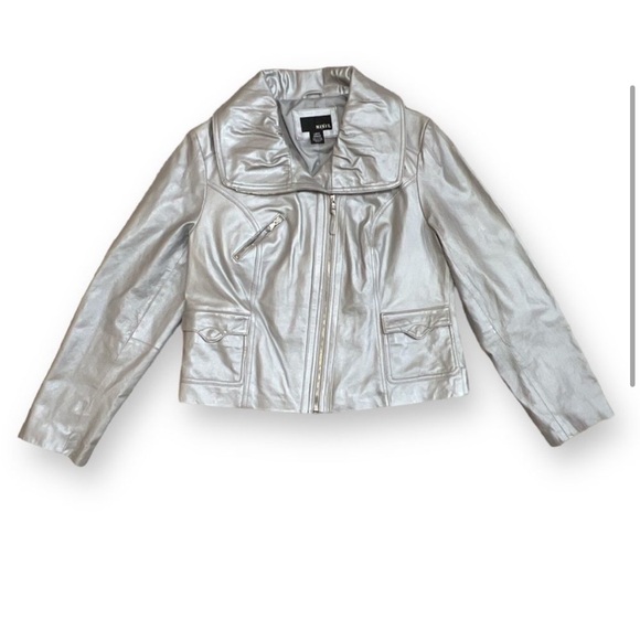 MixIt Silver Leather Moto Jacket Large Y2K - Picture 13 of 13